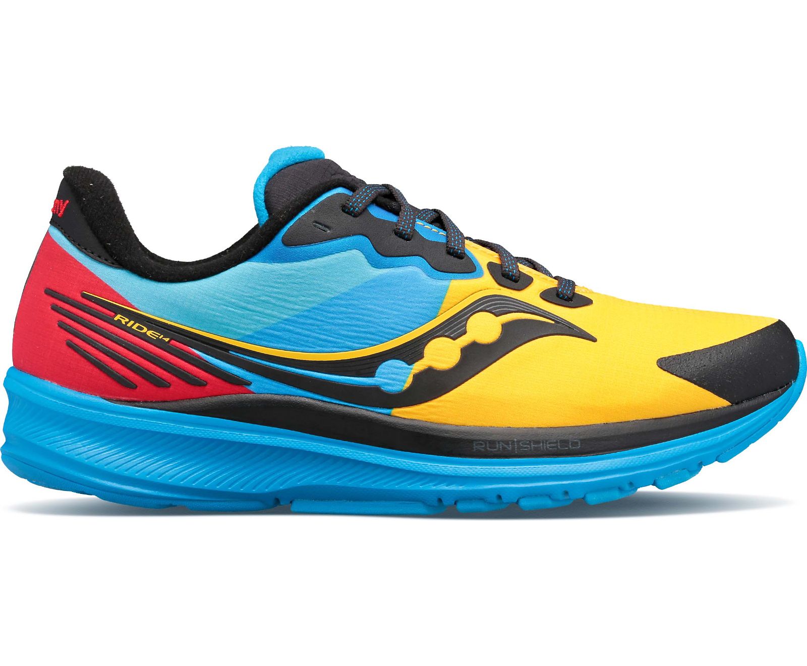 Women\'s Saucony Ride 14 Runshield Running Shoes Blue / Red / Yellow | Singapore 199JPQJ